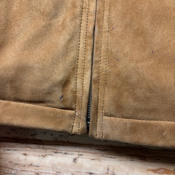 Brooks Brothers Suede Vest Mens Small Brown Full Zip Insulated Down Puffer - Picture 6 of 16